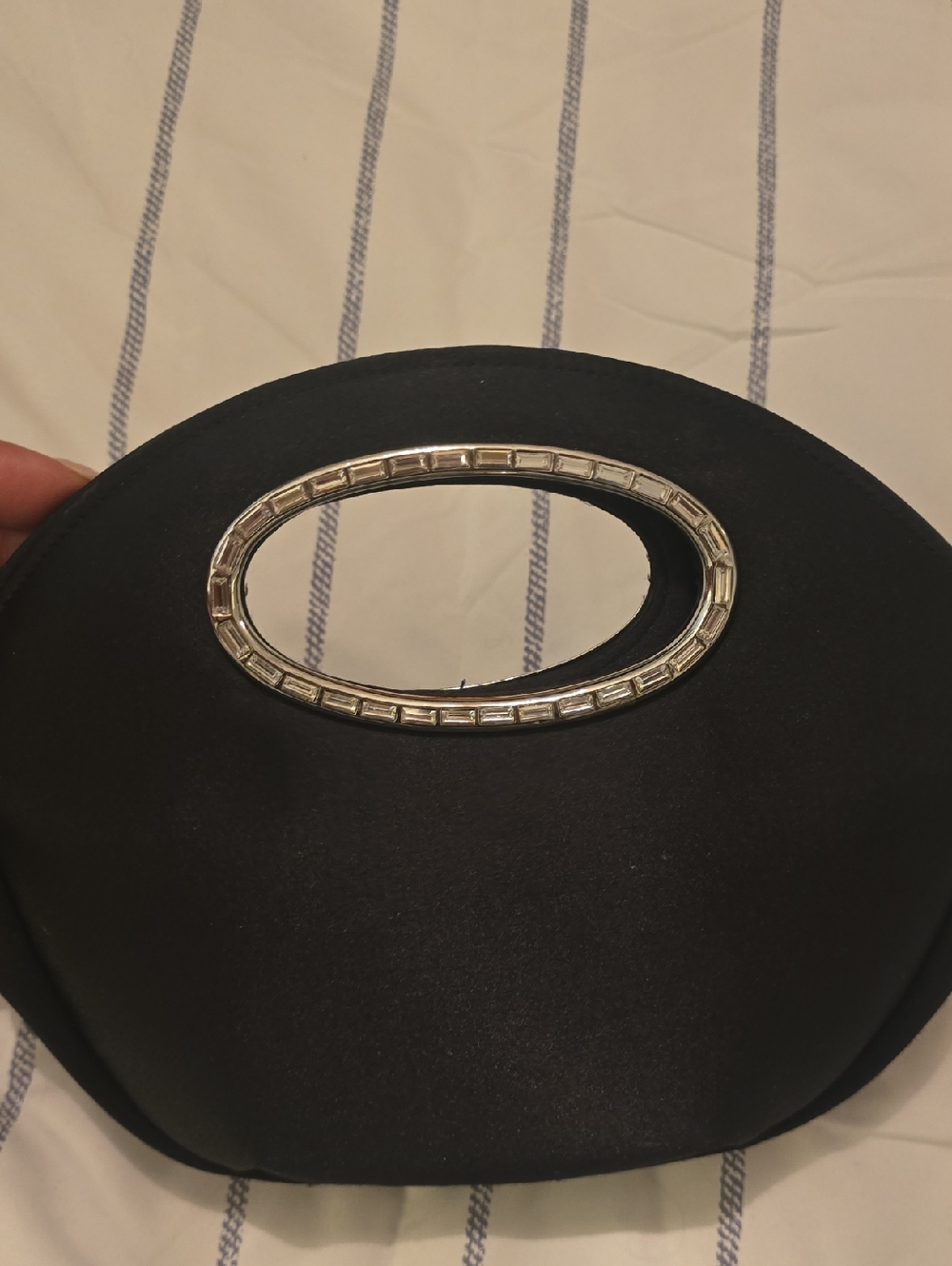 Lord & Taylor Black Satin Clutch with Cutout Handle